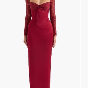 House of CB Elegant Red Lace Dress